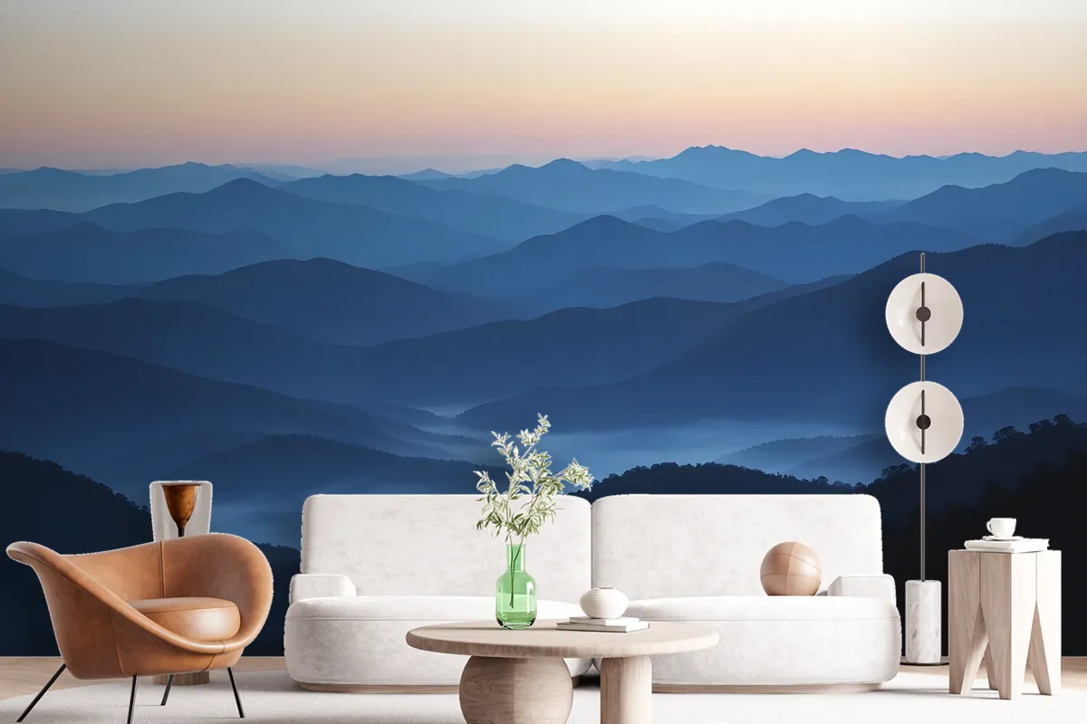 Mountain Silhouette At Sunset Wallpaper Mural