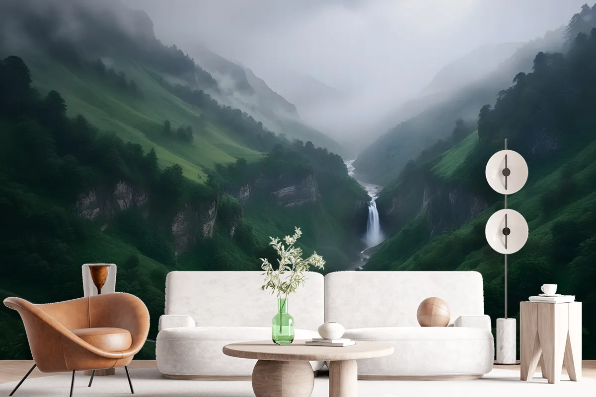 Mountain Waterfall Wallpaper Mural