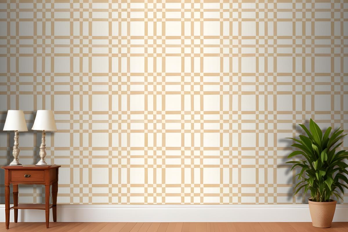 Mustard Yellow Retro Checkered Wallpaper Mural