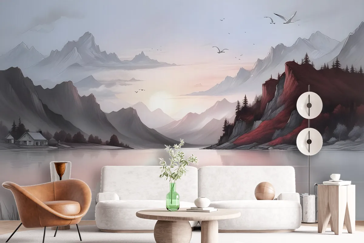 Nature Landscape With Mountains Wallpaper Mural