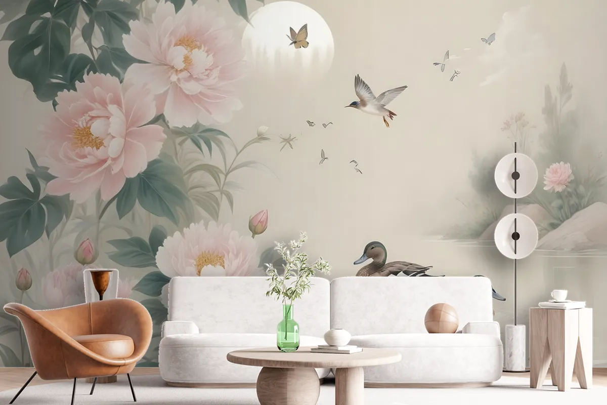 Nostalgic Peony Blossom Wallpaper Mural