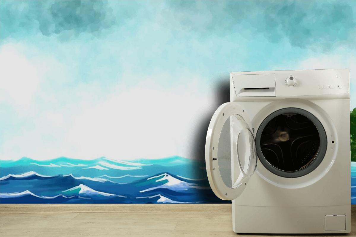 Ocean Underwater Blue Wave Laundry Room Wallpaper Mural