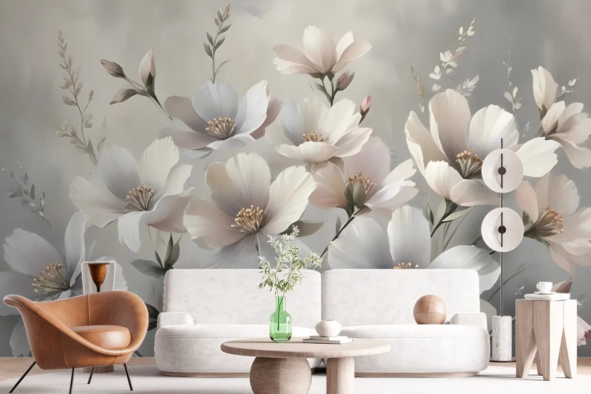 Oil Painting Pastel Floral Wallpaper Mural