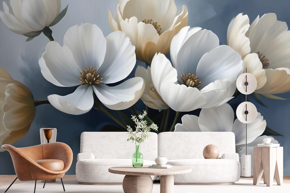 Oil Painting Soft Tulip Floral Art Wallpaper Mural