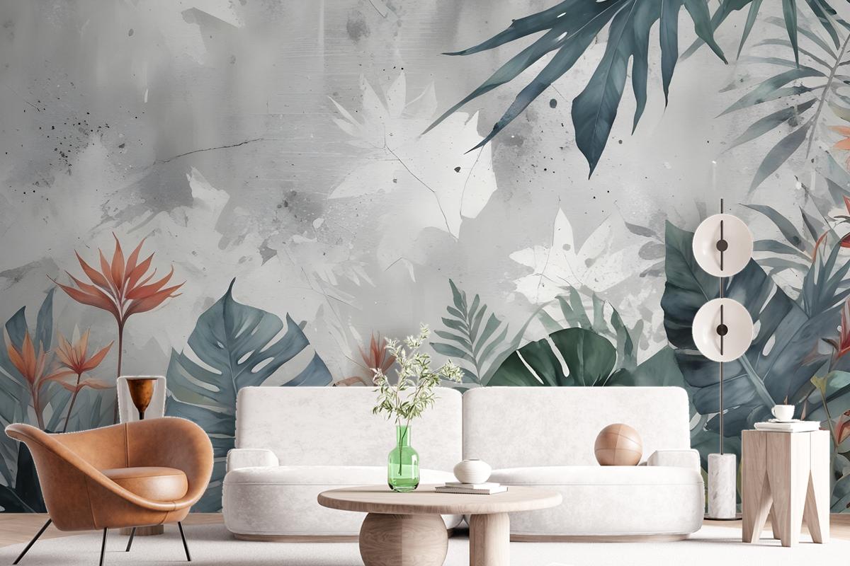 Old Tropical Leaf Wallpaper Mural