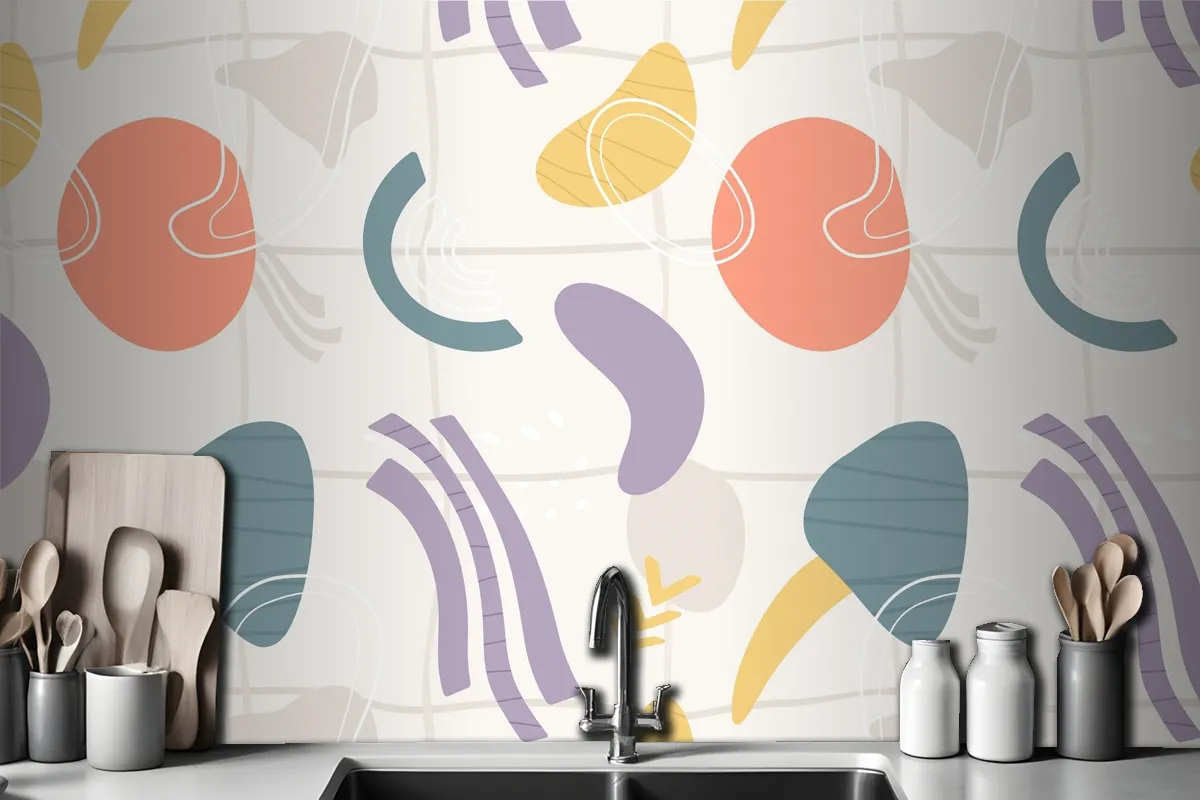 Organic Flat Abstract Element Pattern Wallpaper Mural