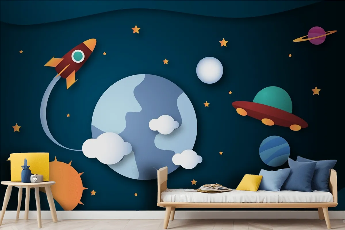 Paper Style Galaxy Background Wallpaper Mural