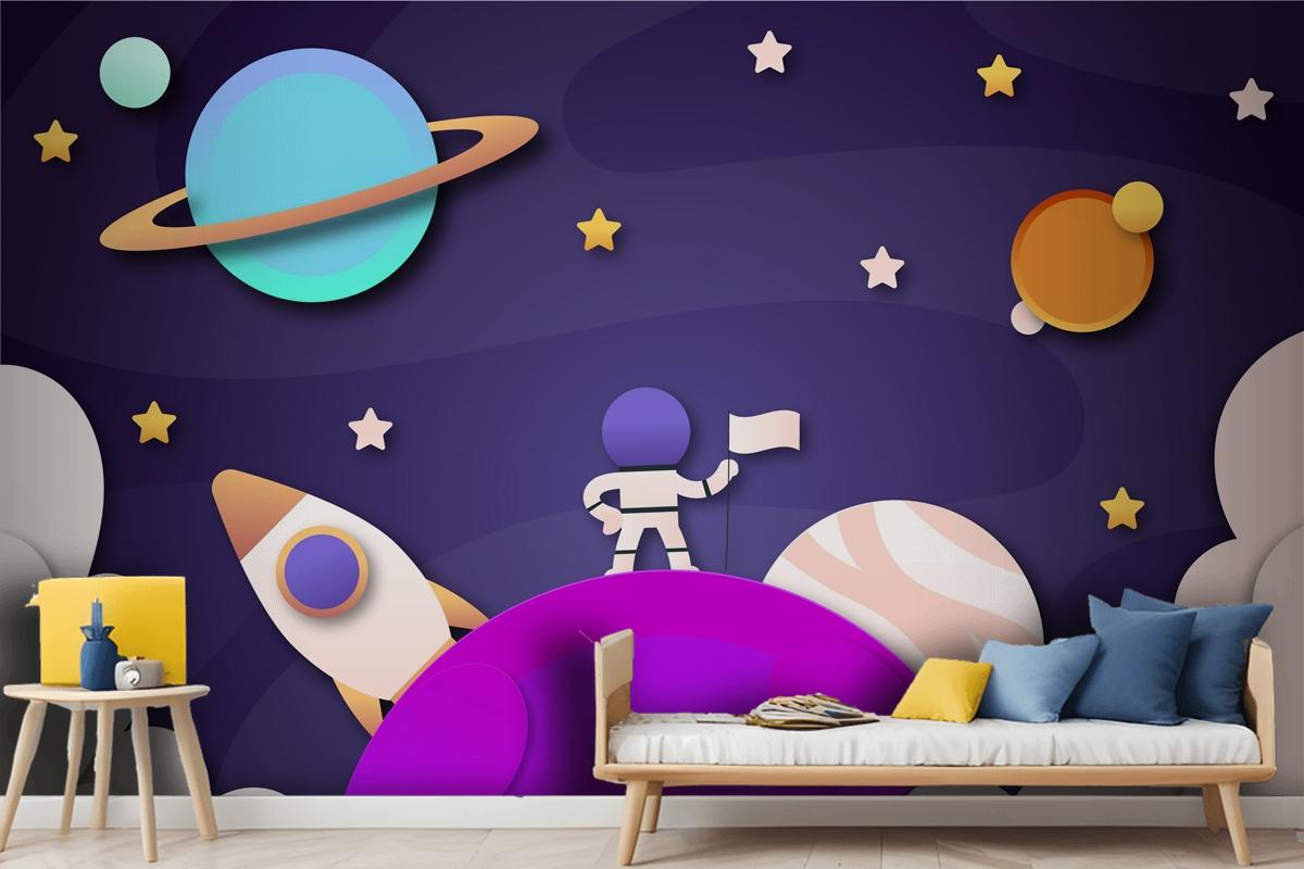 Paper Style Galaxy Boys Kids Wallpaper Mural