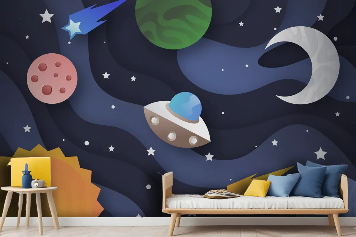 Paper Style Galaxy Boys Wallpaper Mural