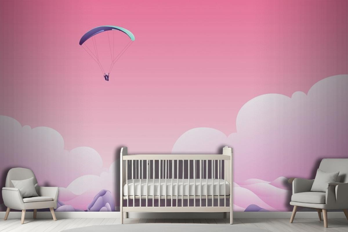 Parachute Above The Clouds Wallpaper Mural