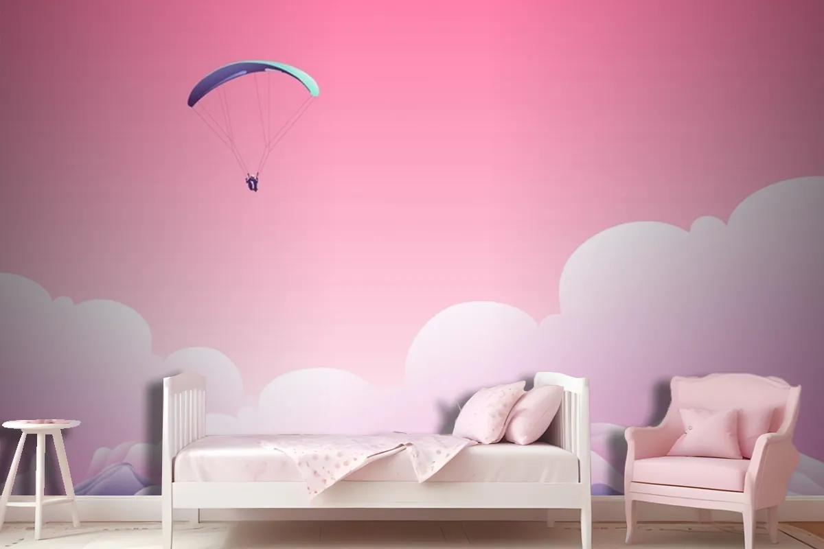 Parachute Above The Clouds Wallpaper Mural