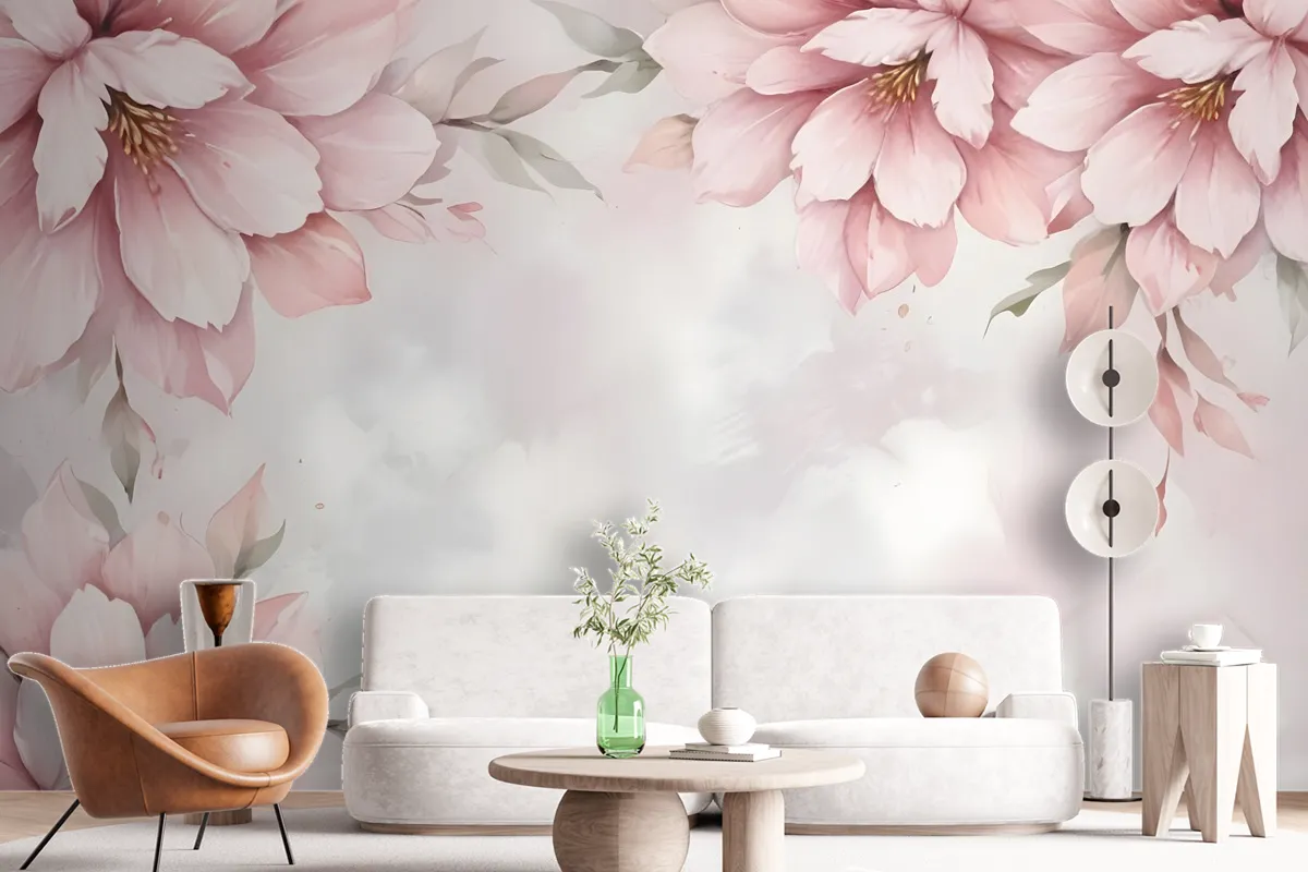 Pastel Pink Flower Wallpaper Mural