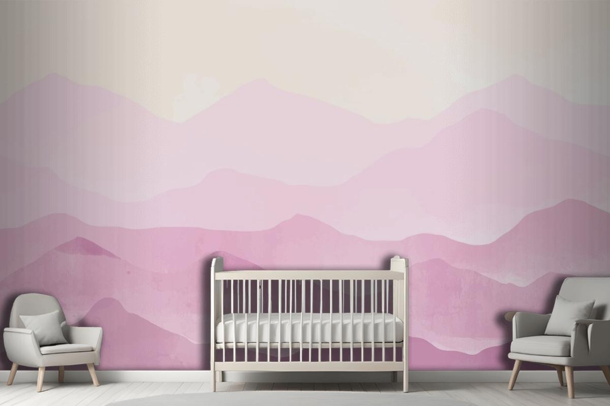 Pastel Watercolor Mountains Background Wallpaper Mural