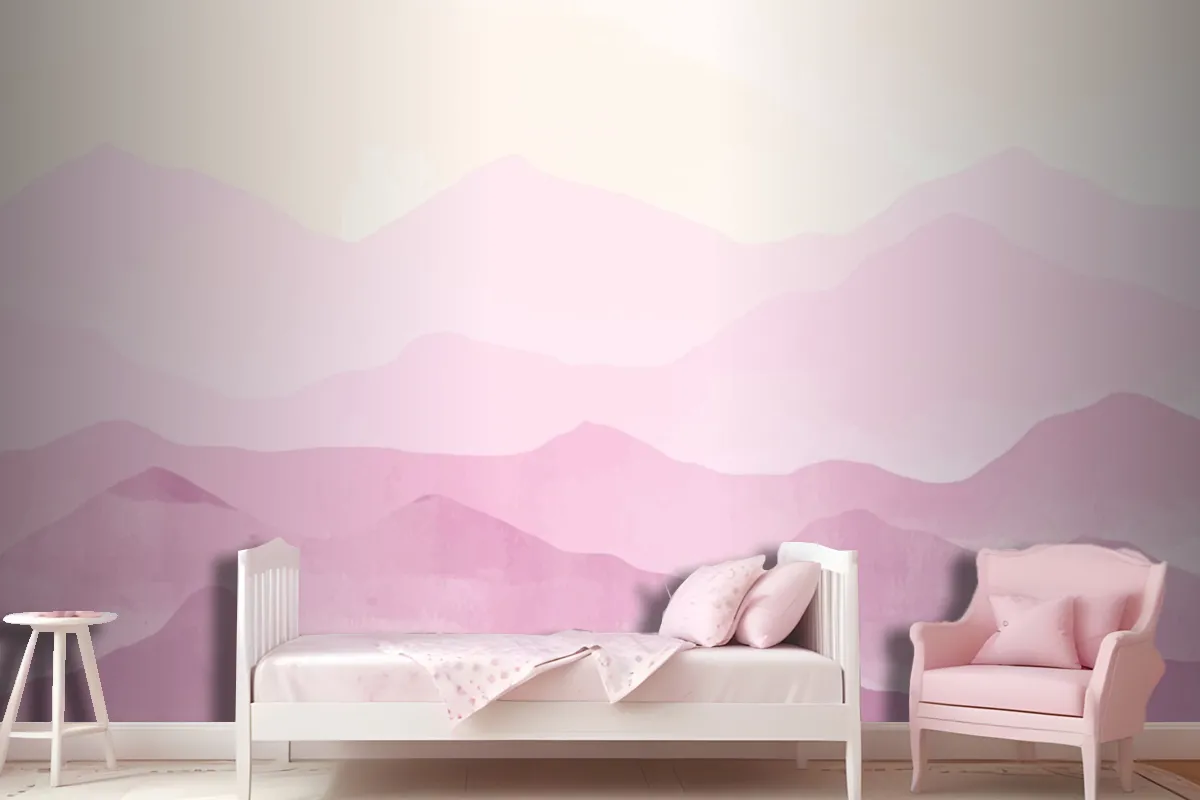 Pastel Watercolor Mountains Background Wallpaper Mural