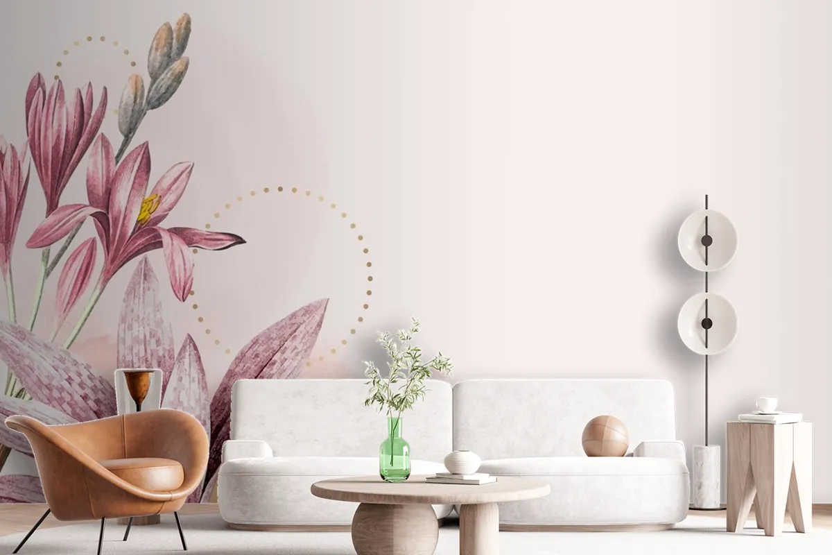 Pink Amaryllis Pattern Background Wallpaper Mural