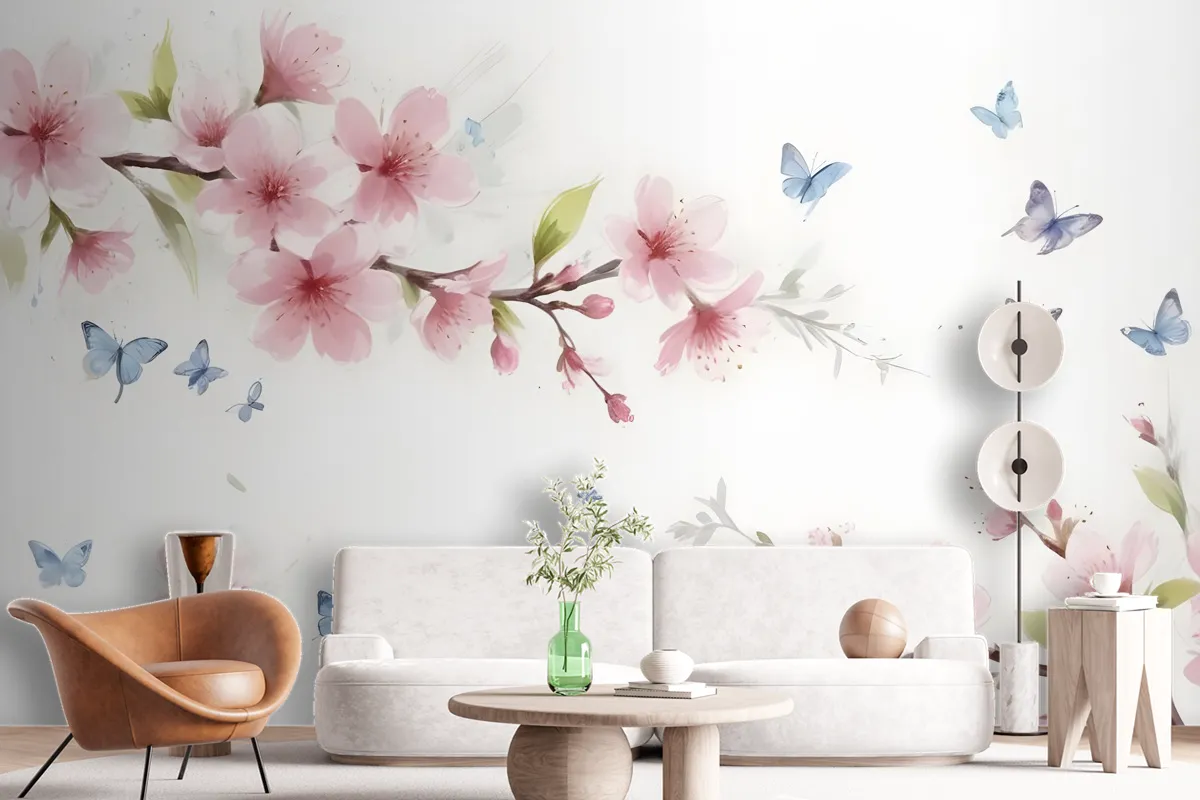 Pink Cherry Blossom Wallpaper Mural