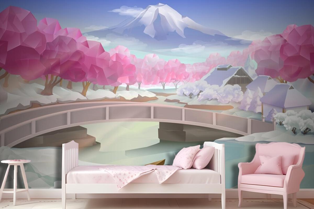 Pink Grove Landscape Wallpaper Mural