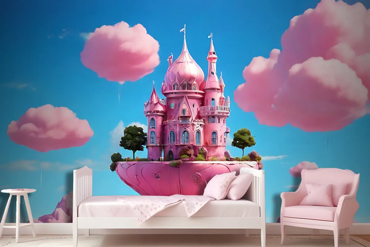 Pink Magic House Design Wallpaper Mural