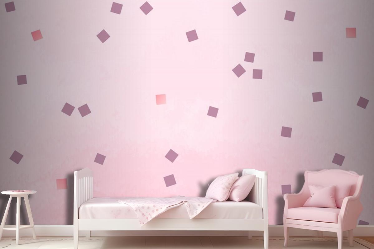 Pink Square Polka Dots Wallpaper Mural