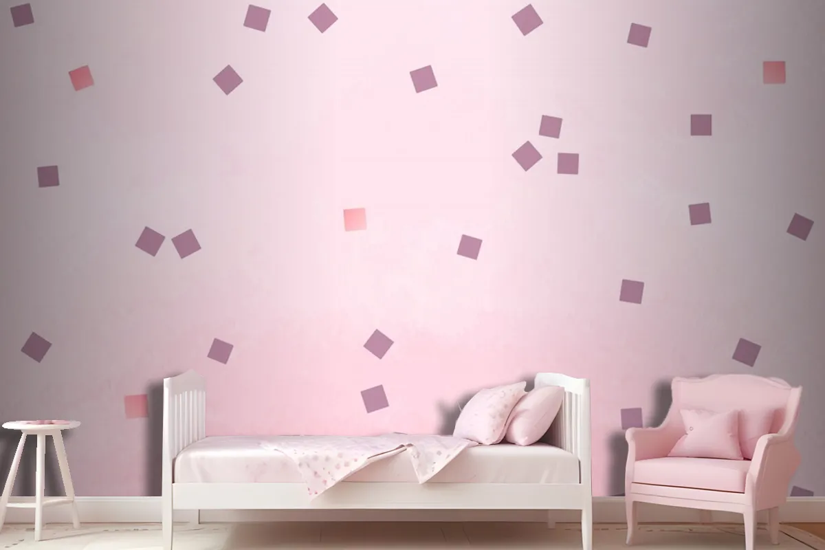 Pink Square Polka Dots Wallpaper Mural