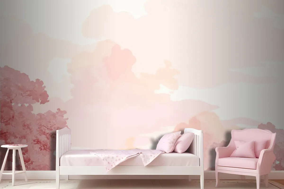 Pink Trees And Sky Banner Wallpaper Mural