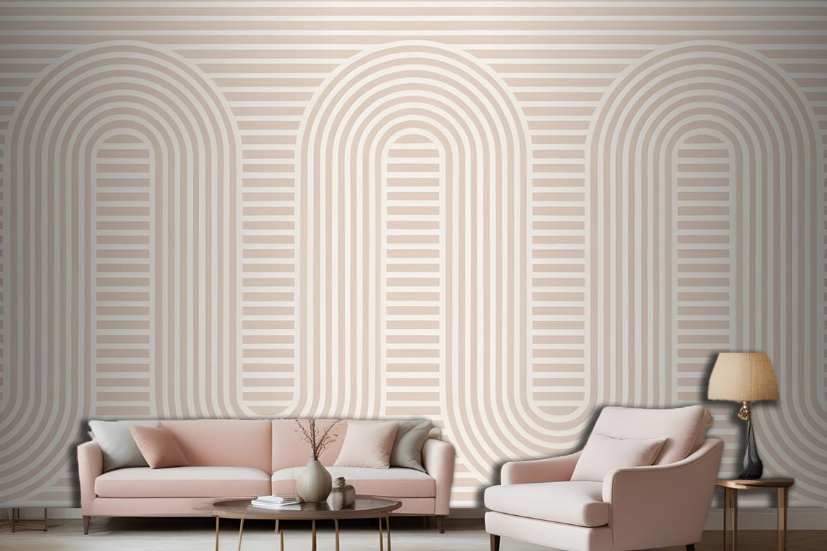 Pink Zen Garden Curves & Stripes Wallpaper Mural