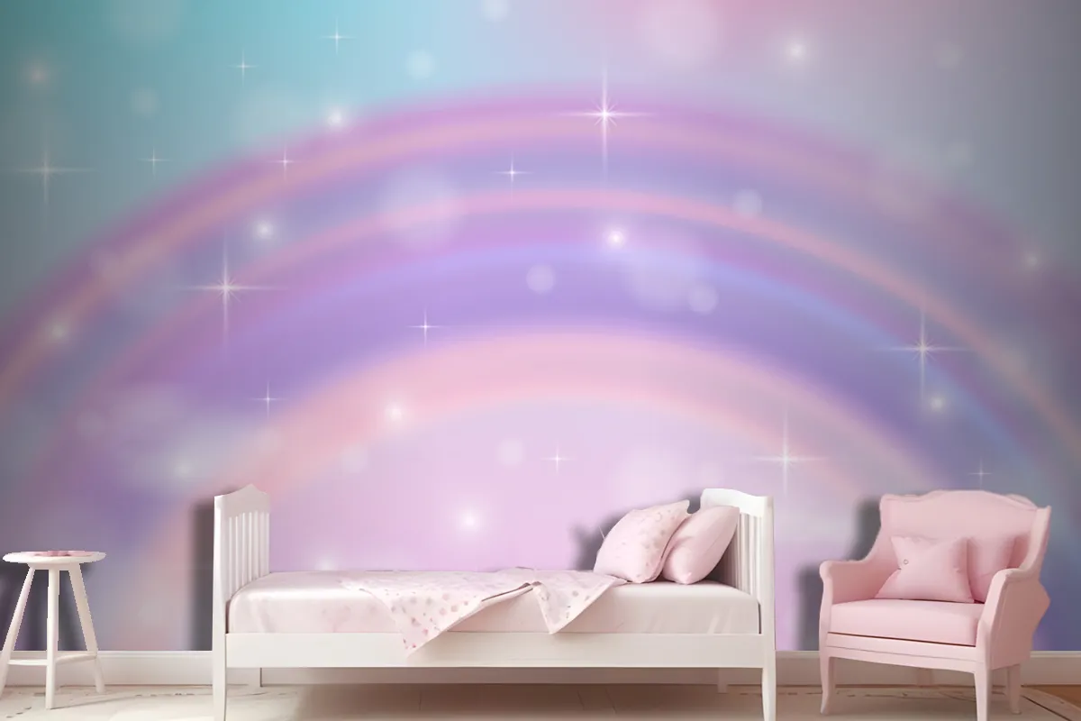 Realistic Rainbow Glitter Background Wallpaper Mural