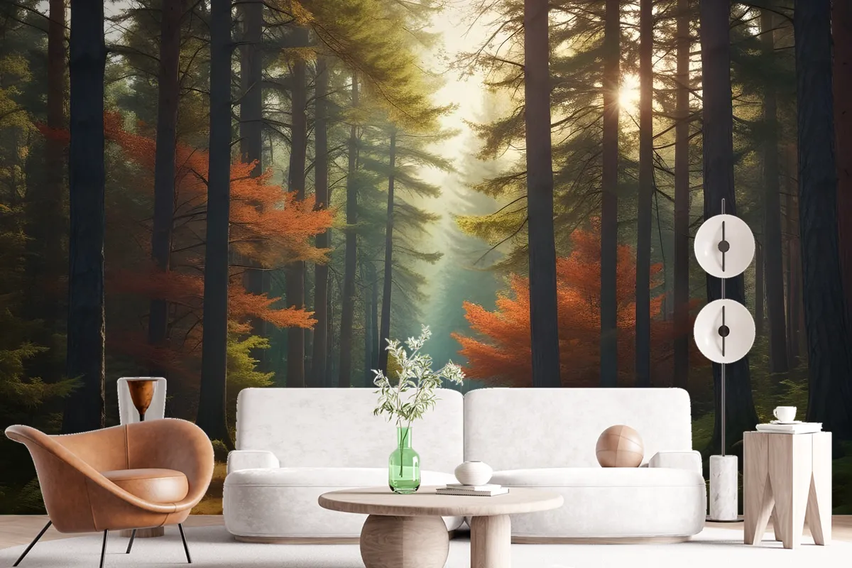 Red Forest Autumn Wallpaper Mural