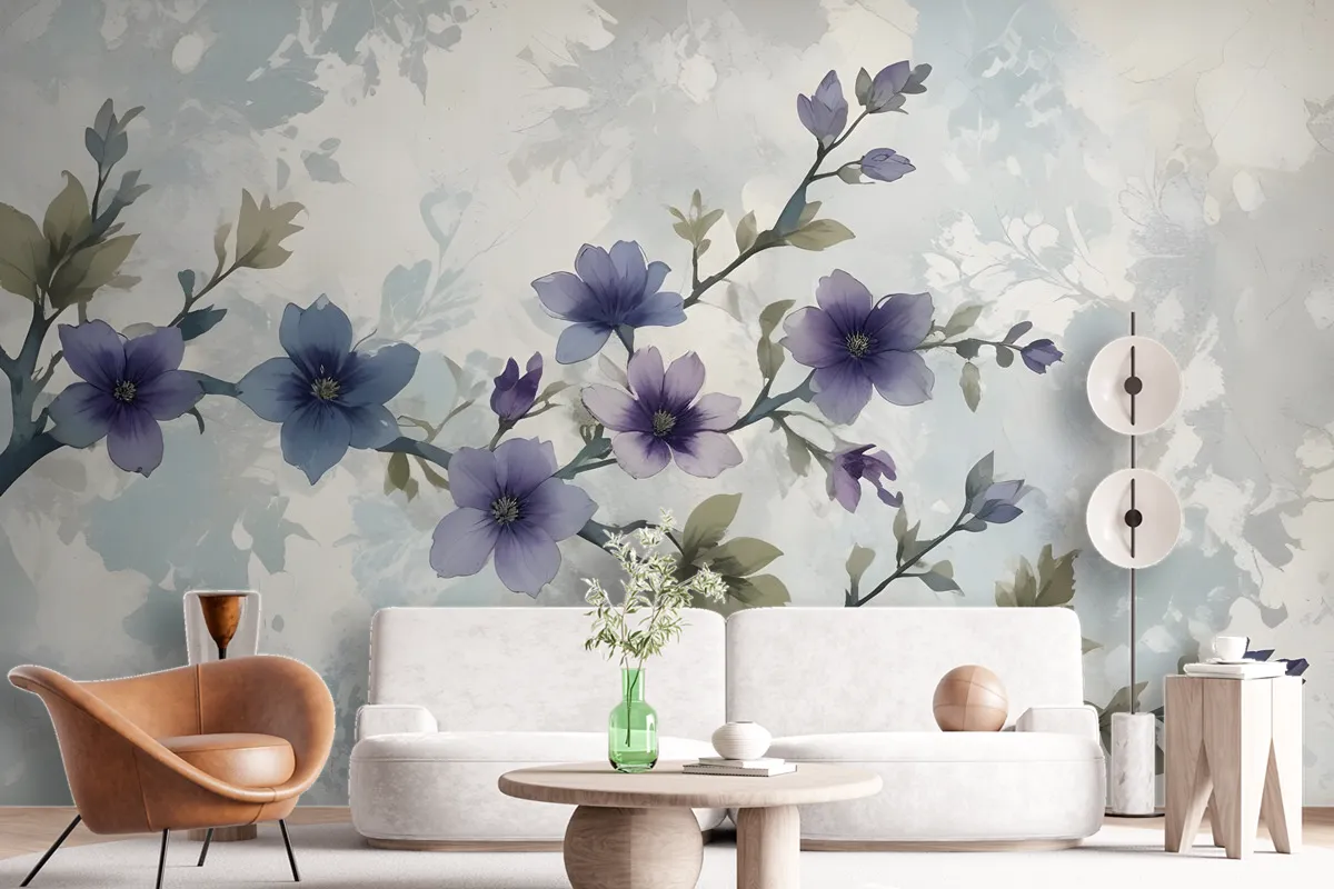 Retro Magnolia Blossom Wallpaper Mural