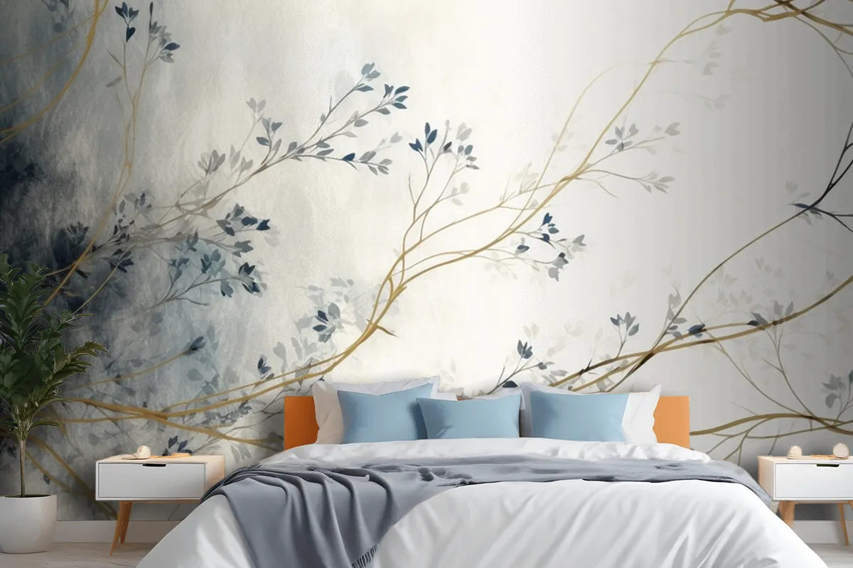 Retro Nostalgic Golden Brushstrokes Wallpaper Mural