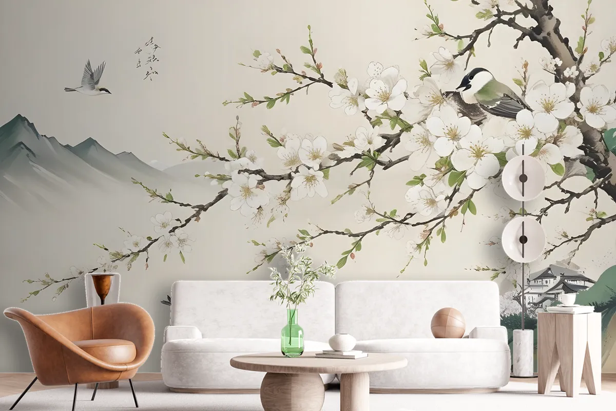 Retro Plum Blossom Wallpaper Mural