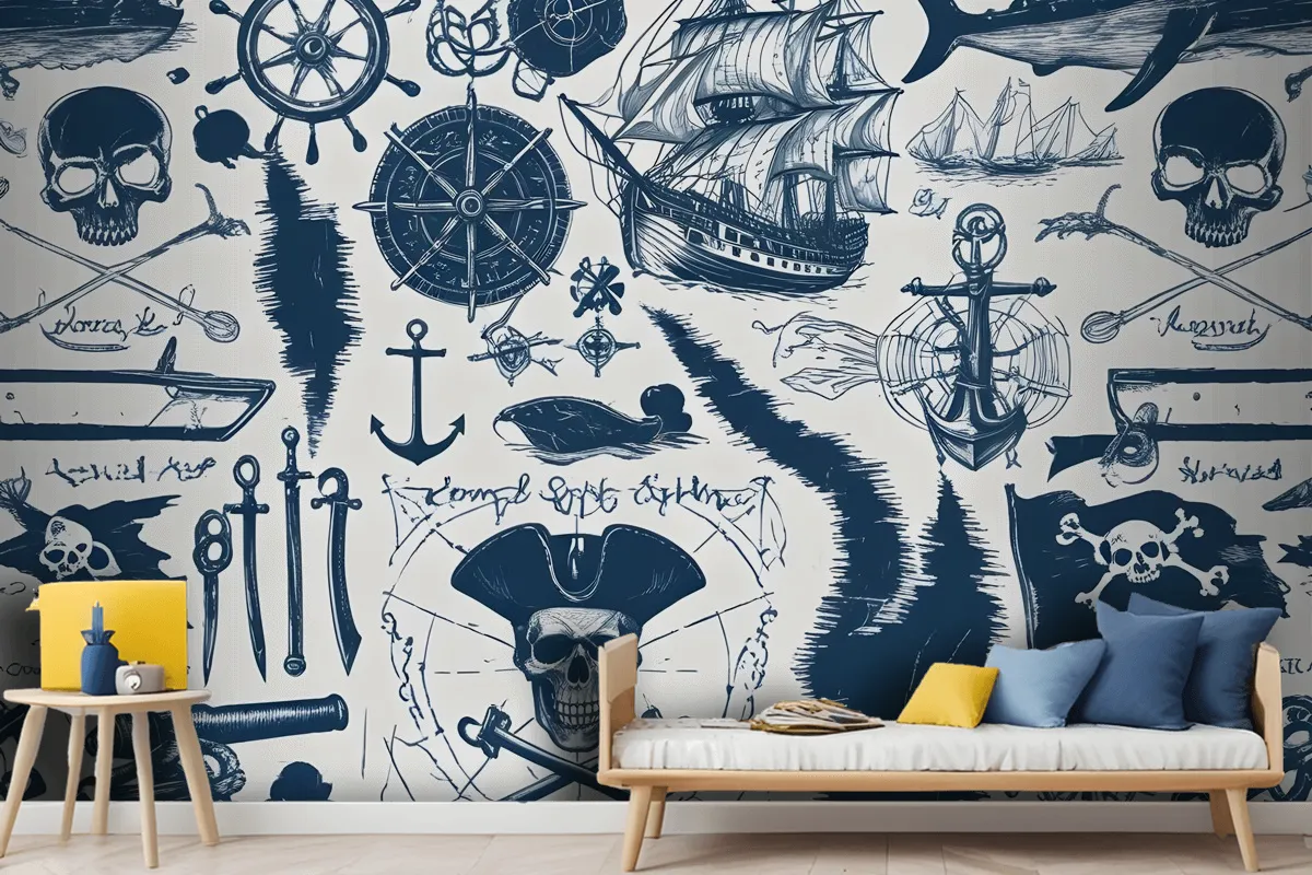 Sailor Map Adventure Kids Wallpaper Mural