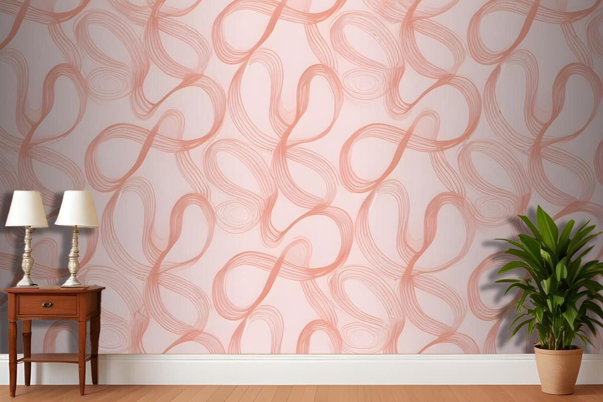 Seamless Abstract Pattern With Organic Flowing Shapes In Shades Of Pink And Peach Wallpaper Mural