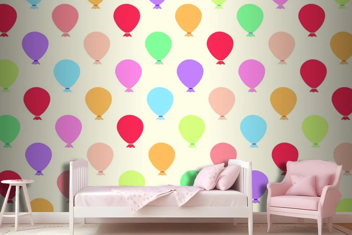 Seamless Colorful Balloons Pattern Wallpaper Mural