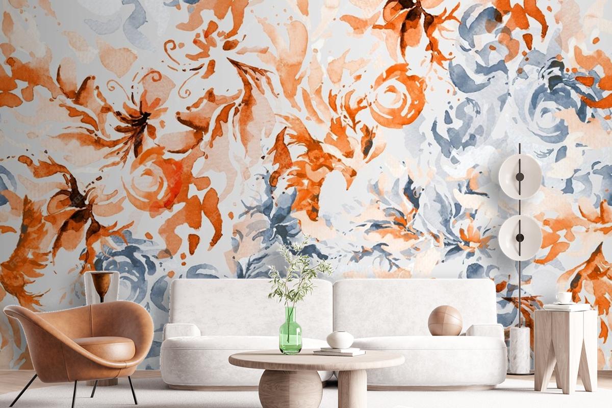 Seamless Pattern Abstract With Watercolor Floral Wallpaper Mural