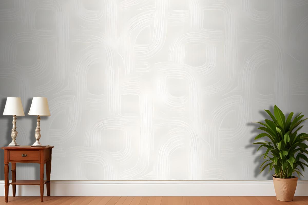 Seamless Pattern Of Abstract White Shapes On A Light Background Wallpaper Mural