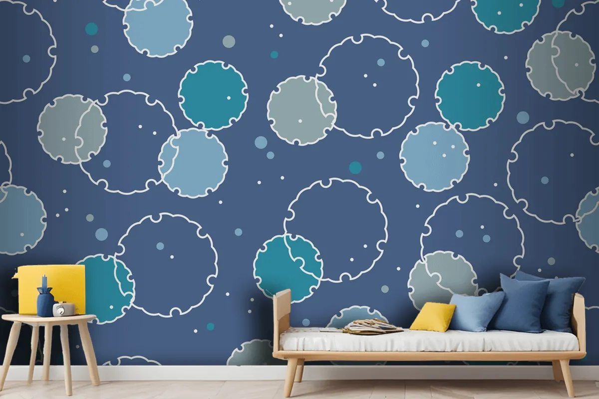 Seamless Pattern With Japanese Vintage Snow Graphic Symbols Wallpaper Mural