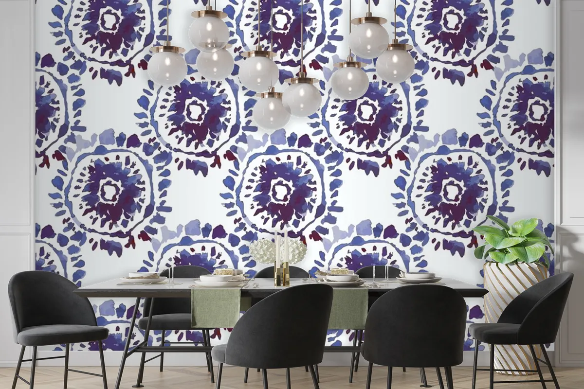 Shibori Hand Painted Pattern Watercolor Wallpaper Mural