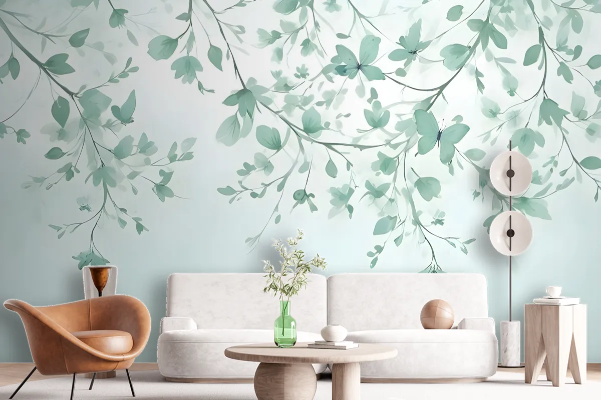 Soft Green Blossom Wallpaper Mural