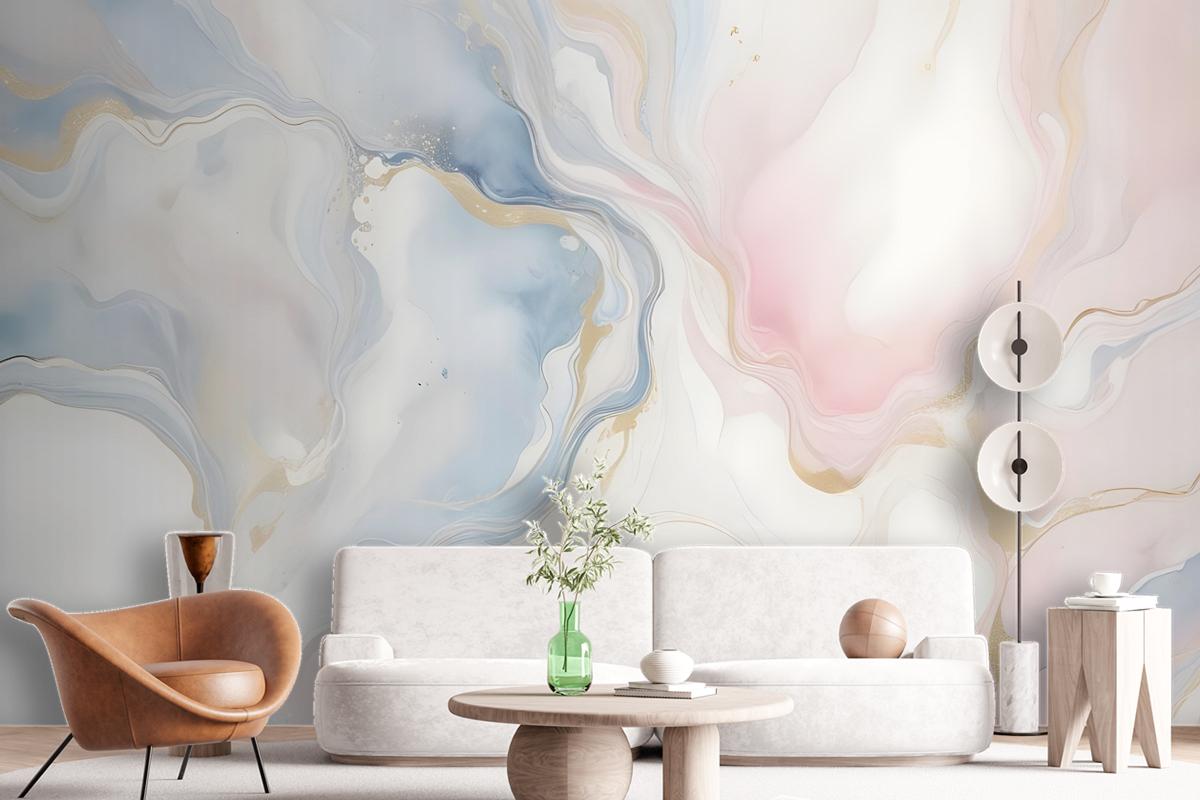 Soft Neutral Abstract Marble Art Wallpaper Mural