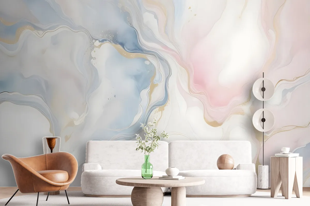 Soft Neutral Abstract Marble Art Wallpaper Mural