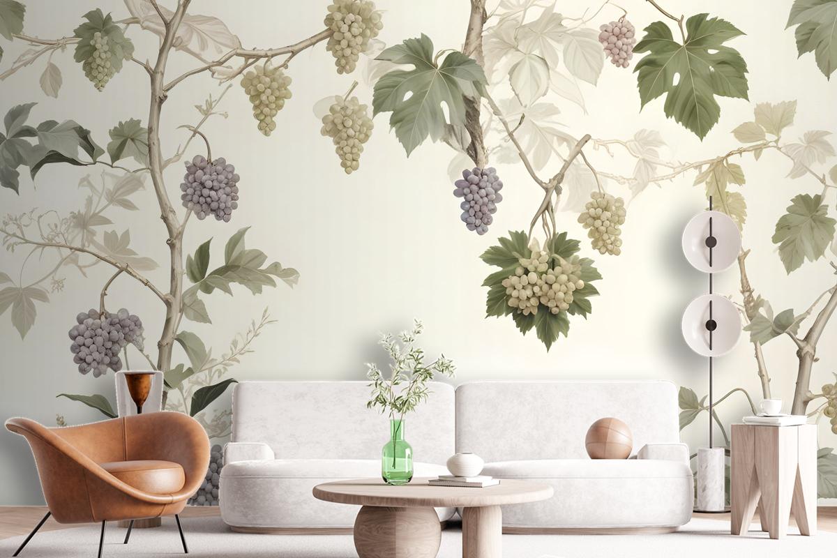 Soft Tropical Grape Trees And Durian Fruits Wallpaper Mural