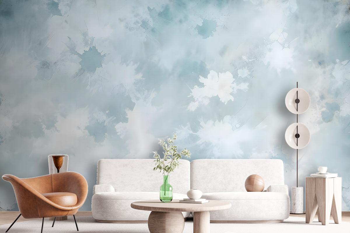 Soft Turquoise Brush Wallpaper Mural