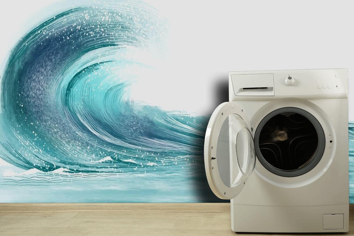 Stylish Ocean Sea Blue Wave Background Wallpaper Mural