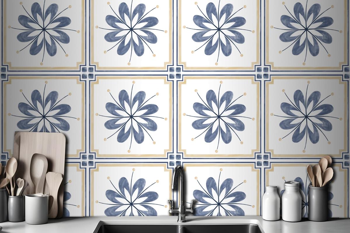 Tiles Textured Pattern Design Kitchen Wallpaper Mural