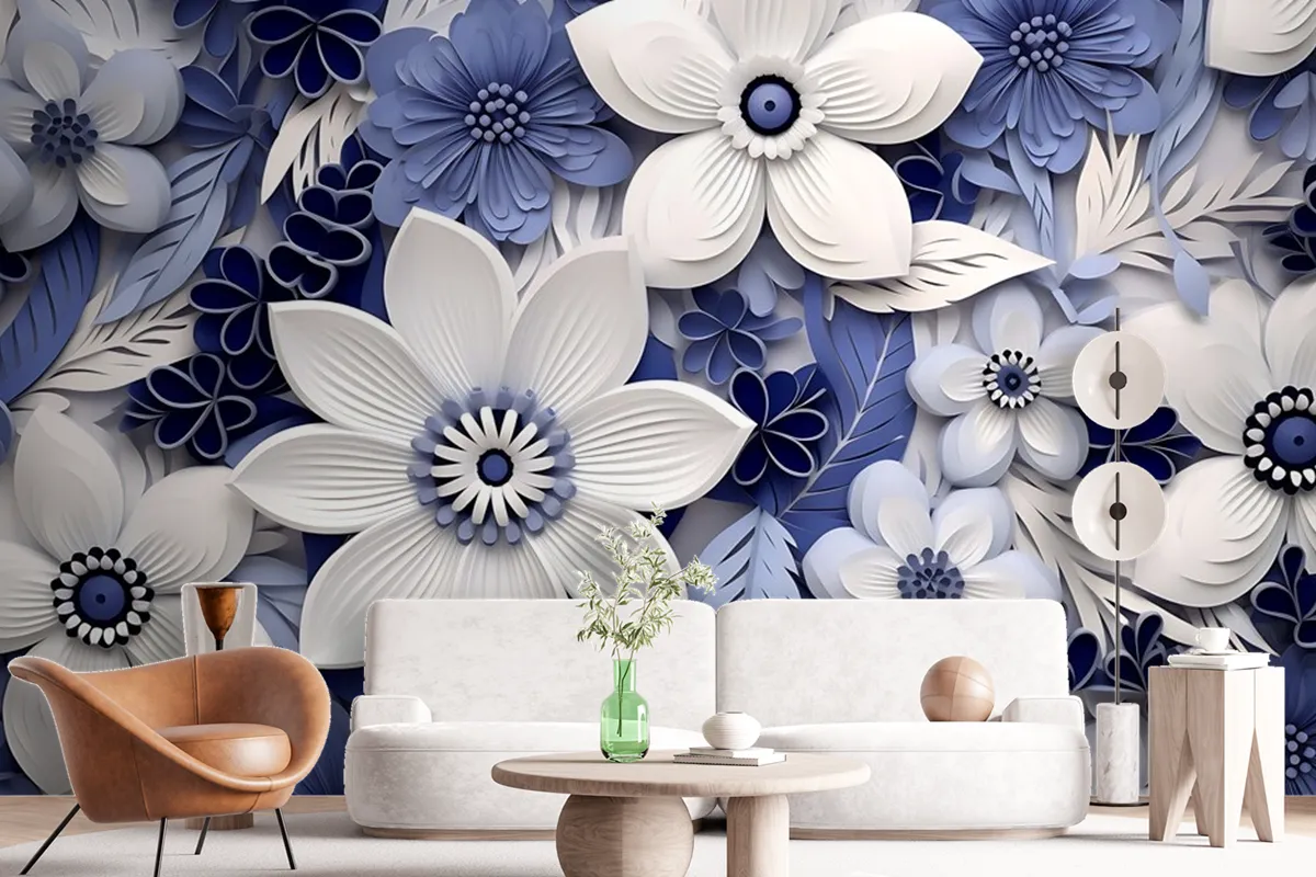 Top View Beautiful Flowers Arrangement Wallpaper Mural