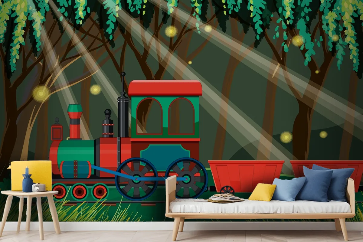 Train With Natural Scene Wallpaper Mural