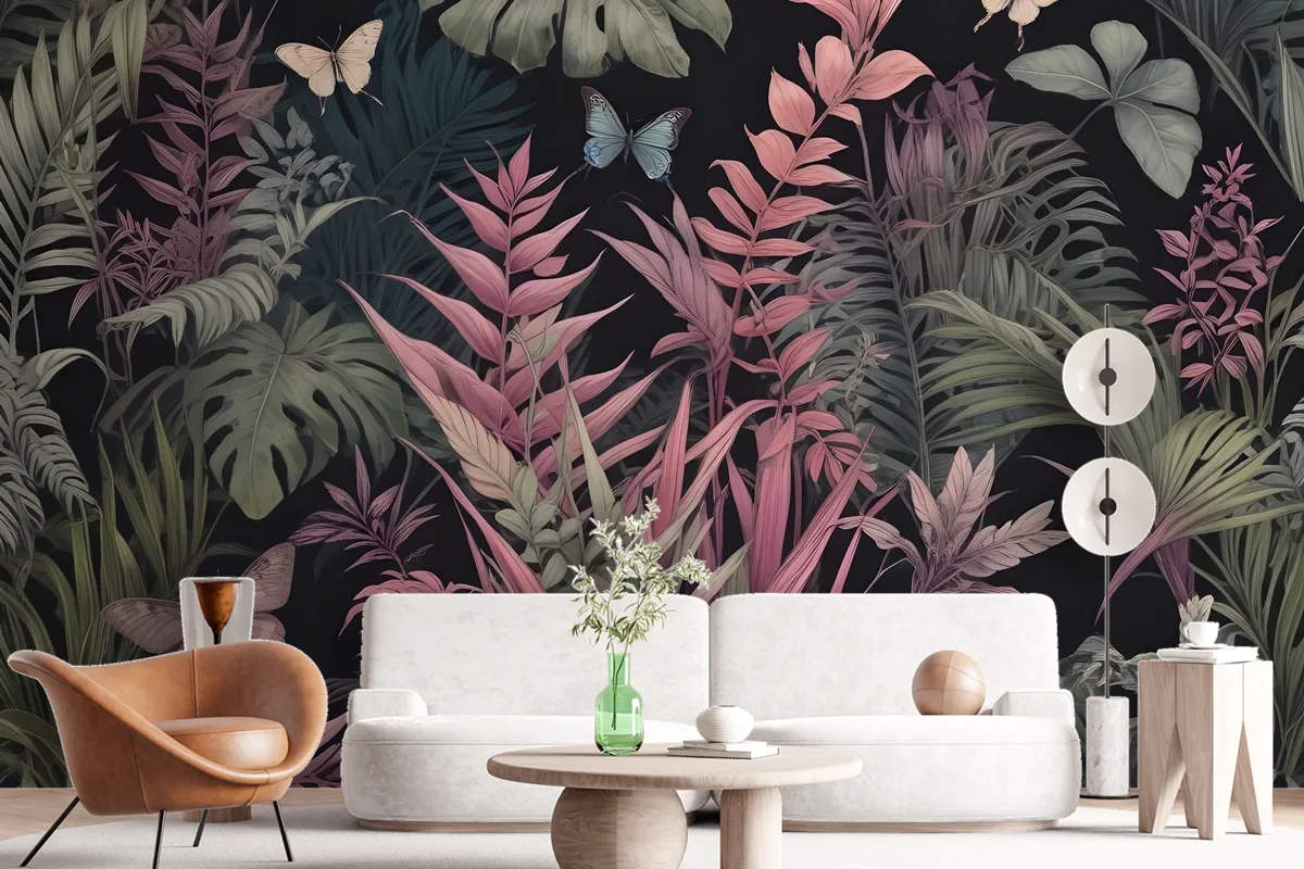 Tropical Butterflies Wallpaper Mural