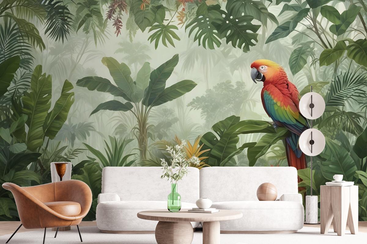 Tropical Jungle Plants Wallpaper Mural