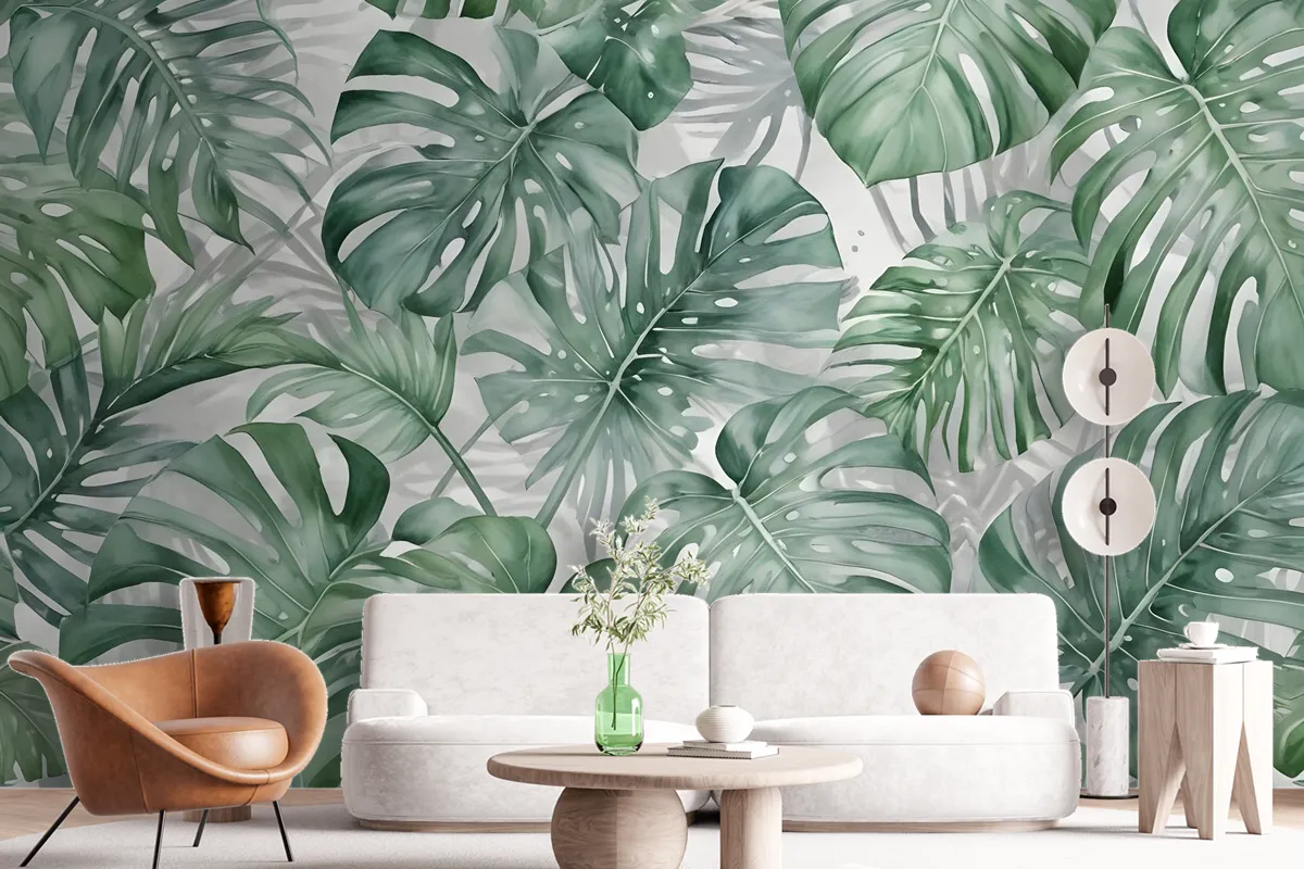 Tropical Leaf Pattern Wallpaper Mural